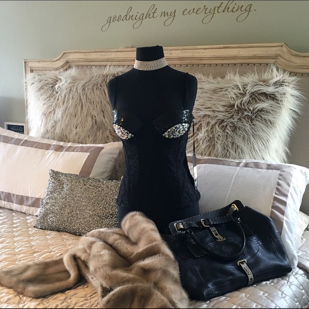 Kimikal Rhinestone & Lace Top NWT